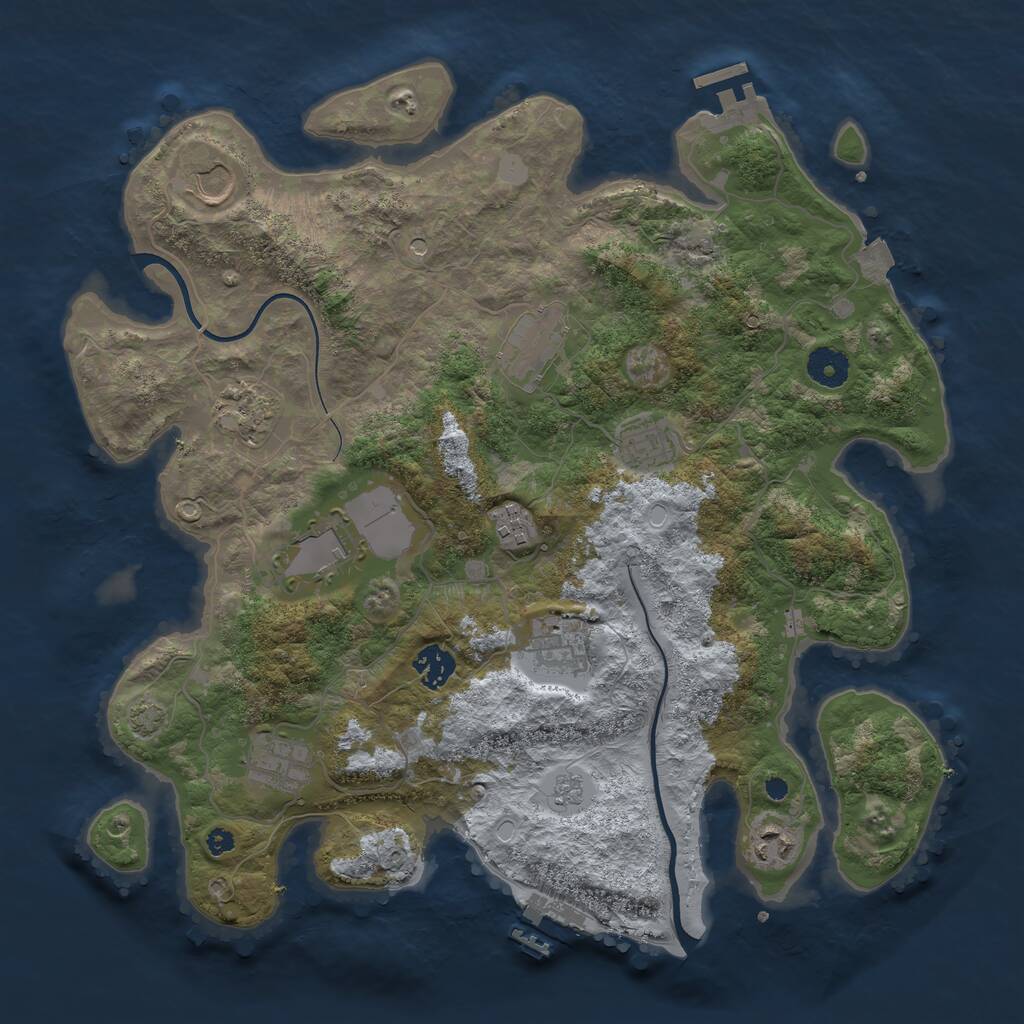 Rust Map: Procedural Map, Size: 3750, Seed: 978043018, 16 Monuments
