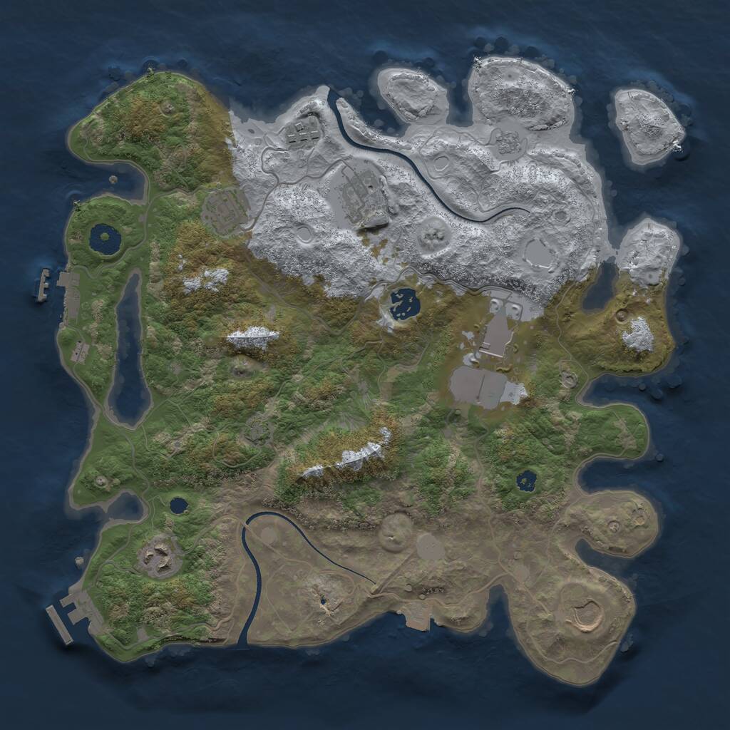 Rust Map: Procedural Map, Size: 3500, Seed: 32434, 12 Monuments