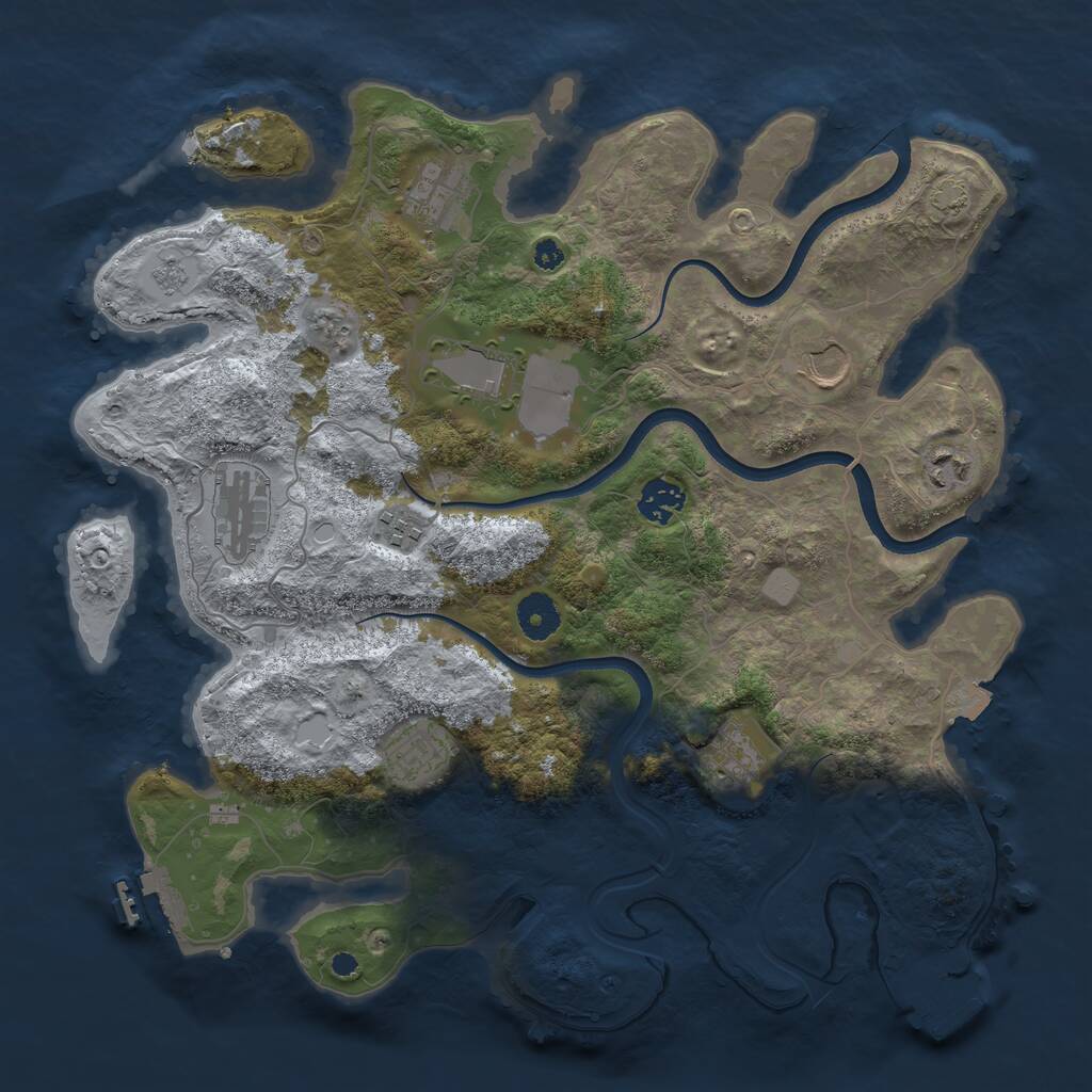 Rust Map: Procedural Map, Size: 3700, Seed: 1192290986, 14 Monuments