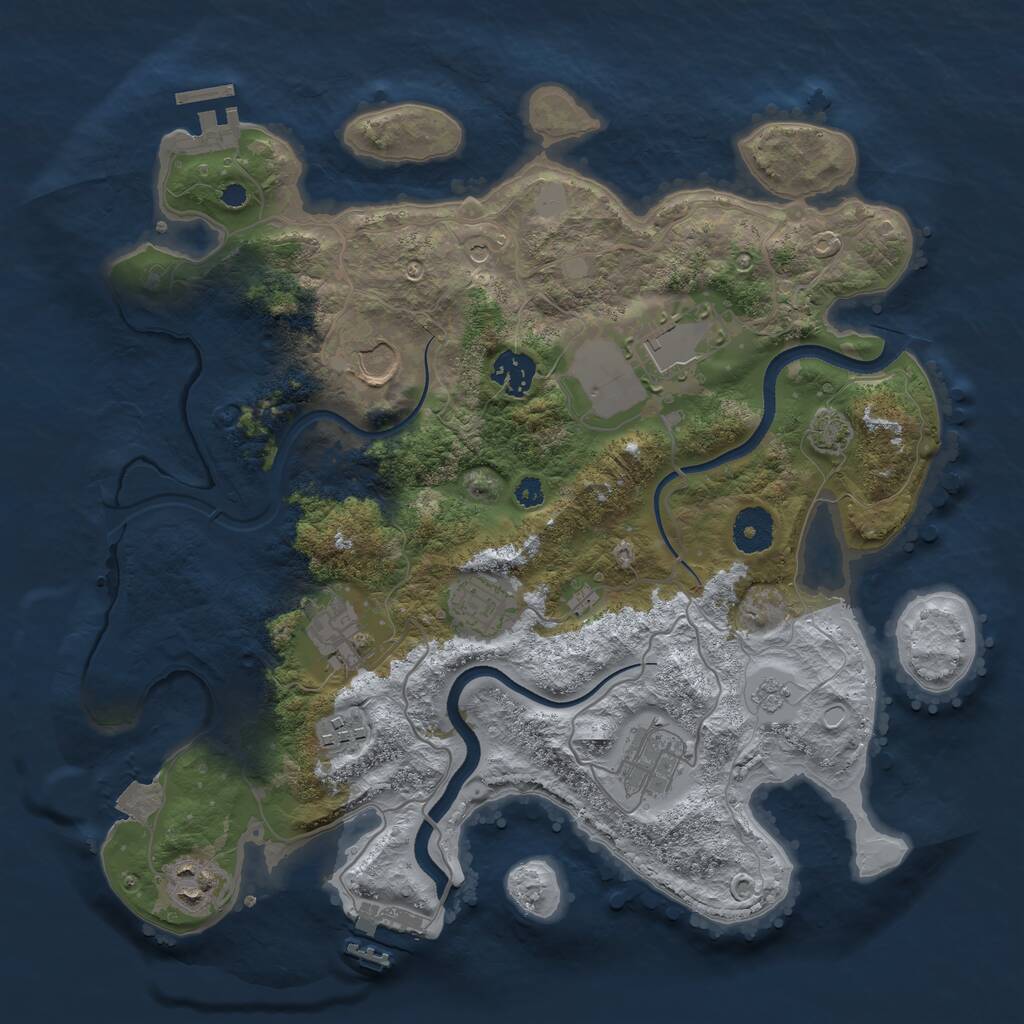 Rust Map: Procedural Map, Size: 3500, Seed: 283164956, 14 Monuments