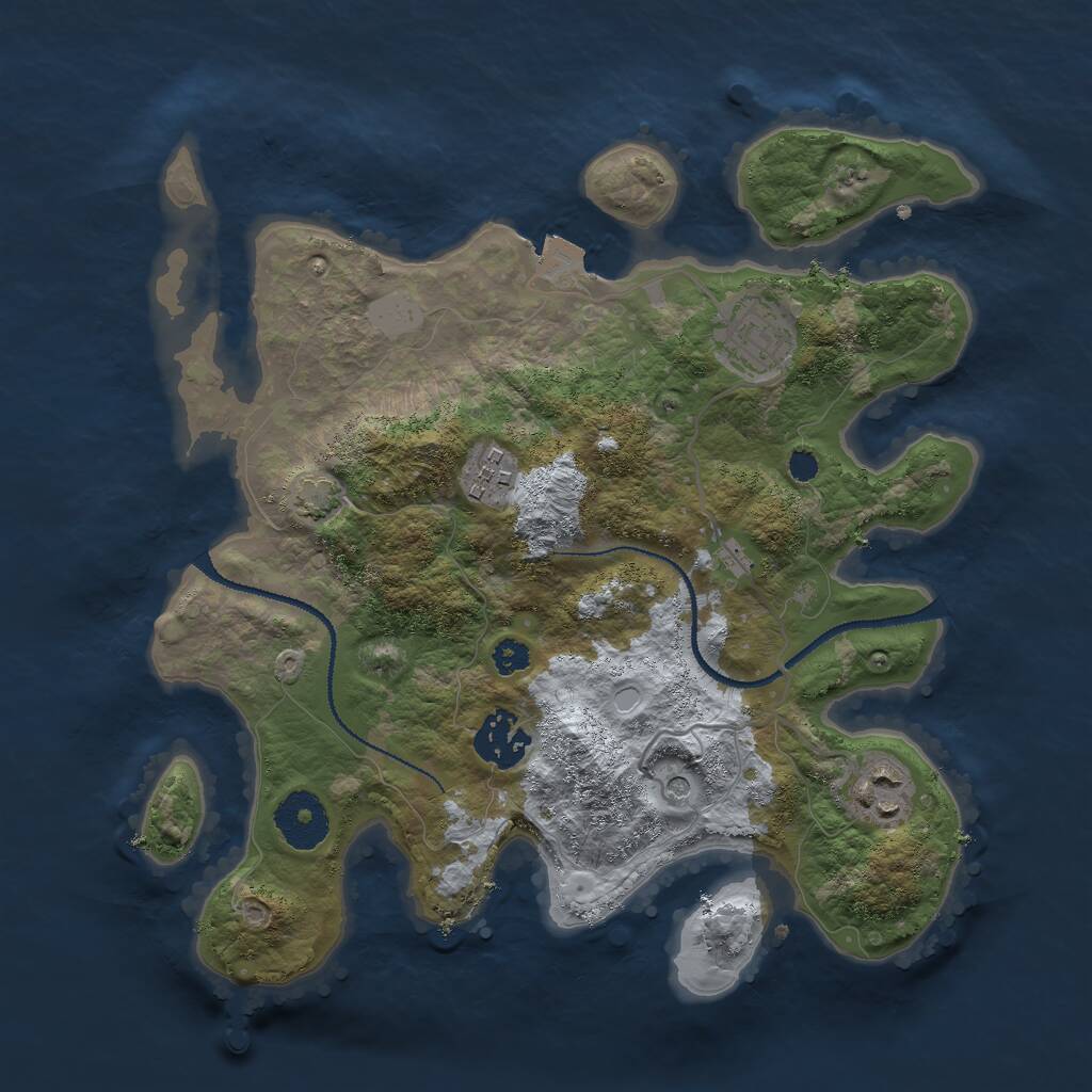 Rust Map: Procedural Map, Size: 3000, Seed: 353534, 7 Monuments