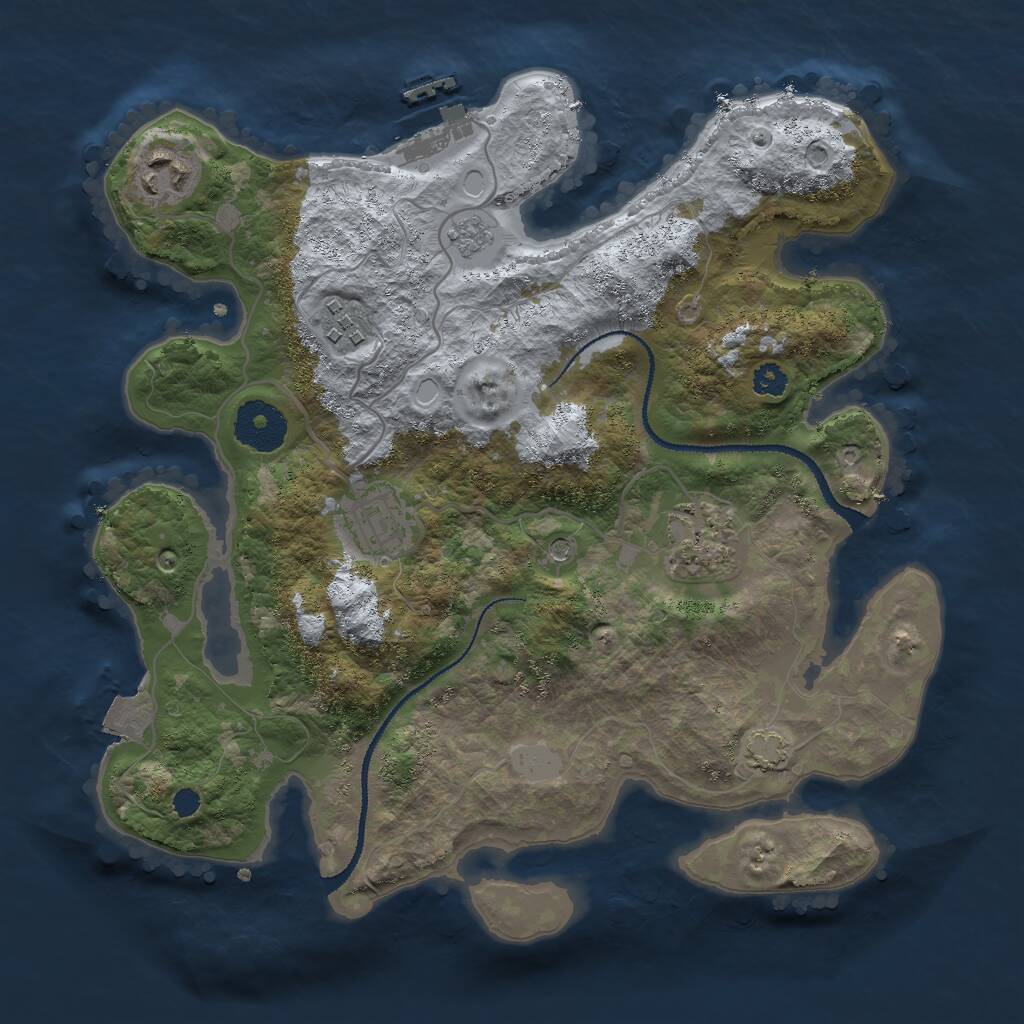 Rust Map: Procedural Map, Size: 3000, Seed: 507931044, 9 Monuments