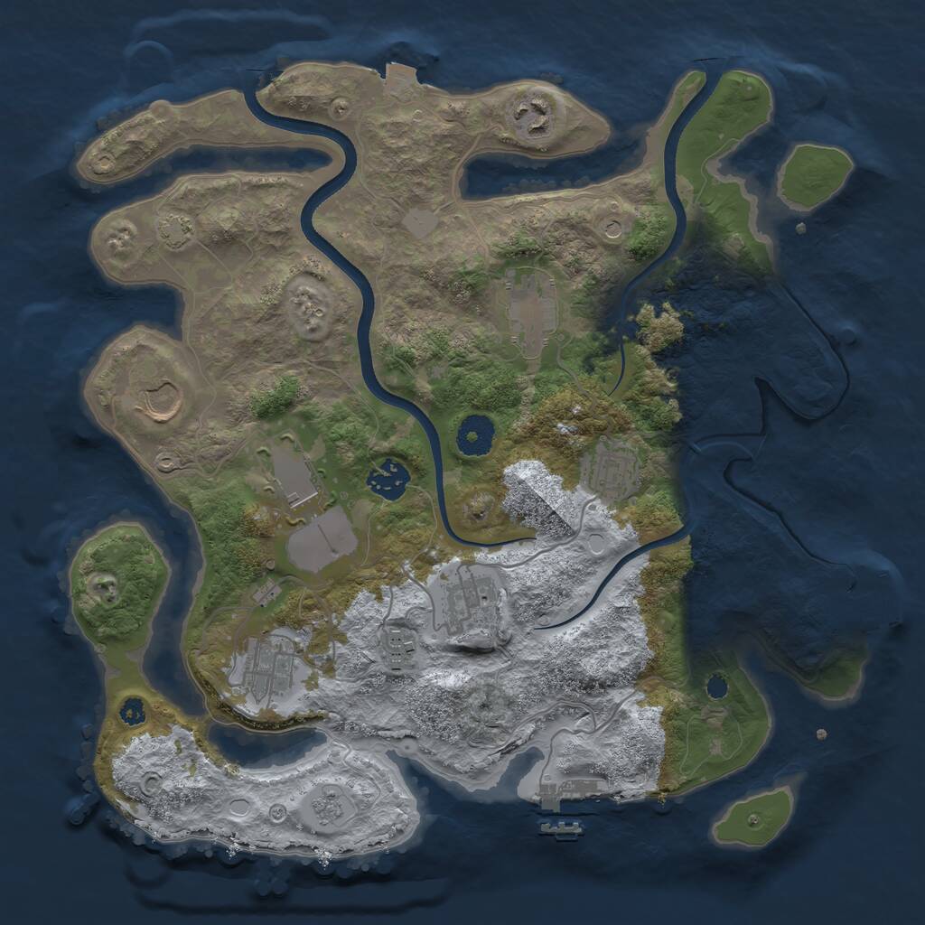 Rust Map: Procedural Map, Size: 3500, Seed: 629377841, 15 Monuments