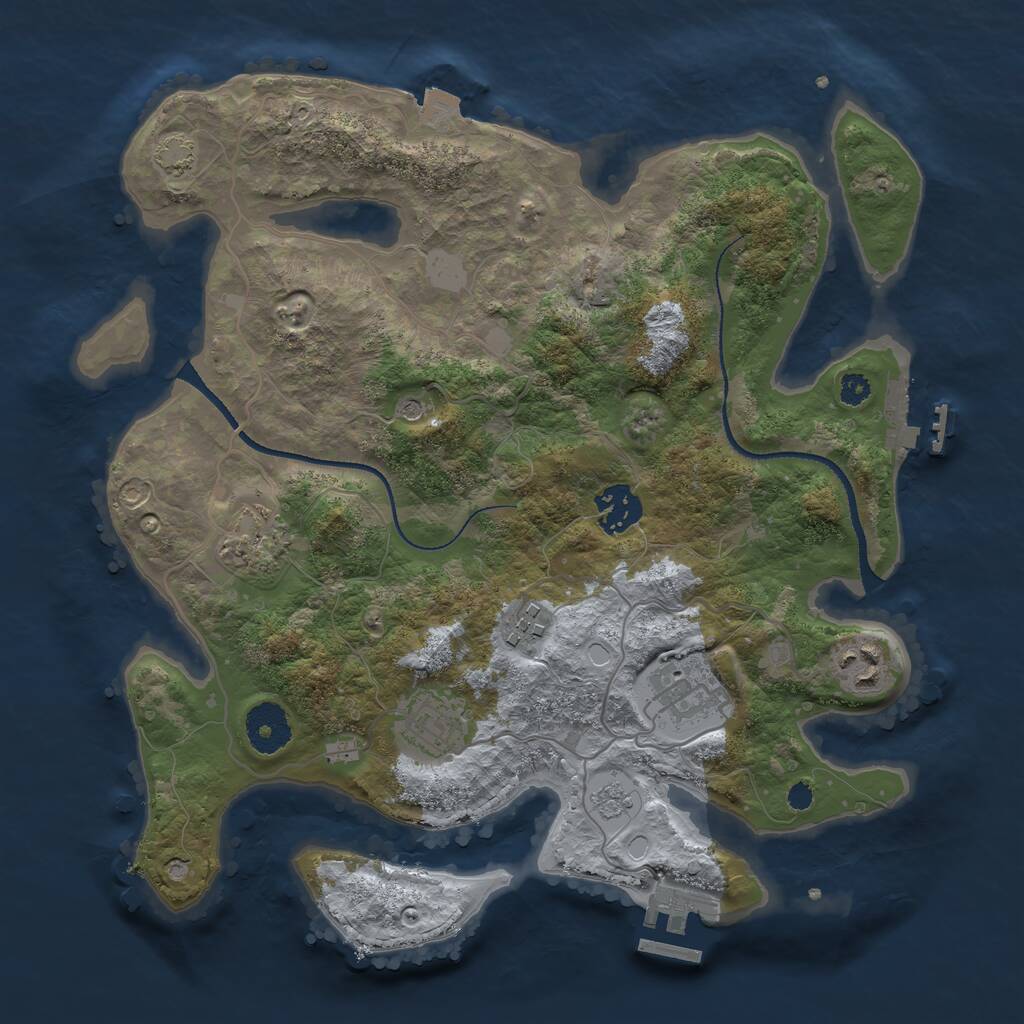 Rust Map: Procedural Map, Size: 3250, Seed: 324171231, 12 Monuments