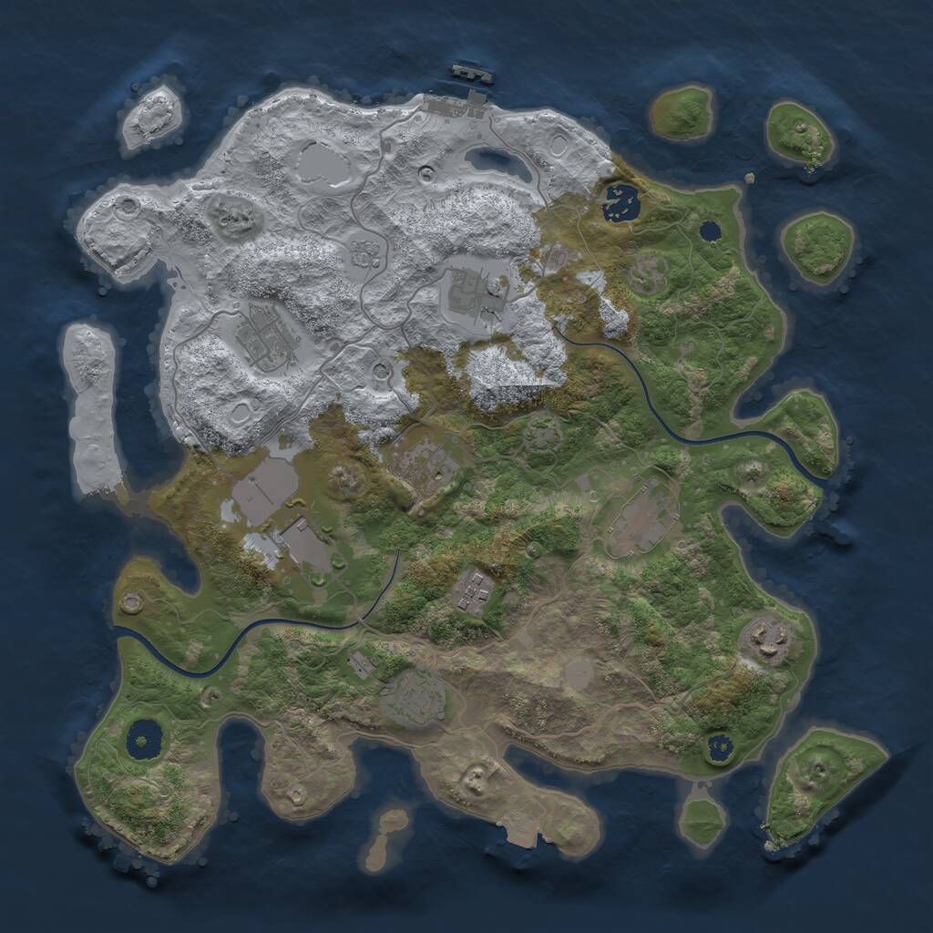 Rust Map: Procedural Map, Size: 3600, Seed: 539281933, 14 Monuments