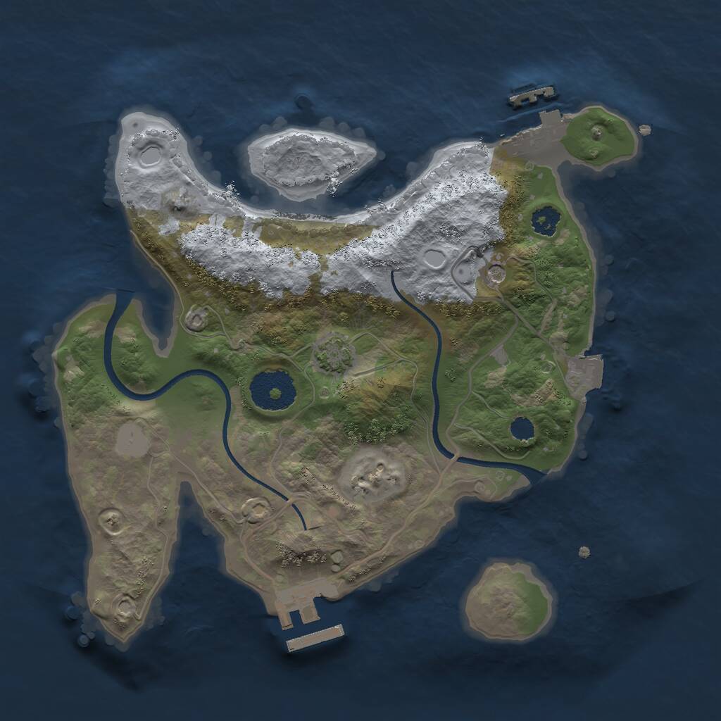 Rust Map: Procedural Map, Size: 2500, Seed: 273551168, 5 Monuments
