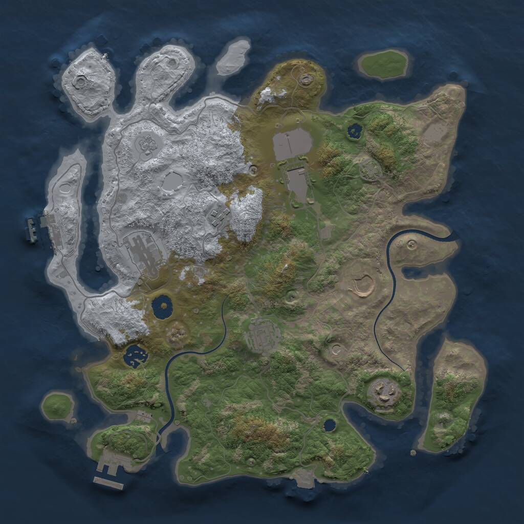 Rust Map: Procedural Map, Size: 3500, Seed: 1805216930, 13 Monuments