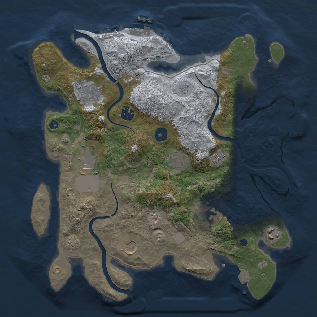 Rust Map: Procedural Map, Size: 3500, Seed: 51294766, 14 Monuments