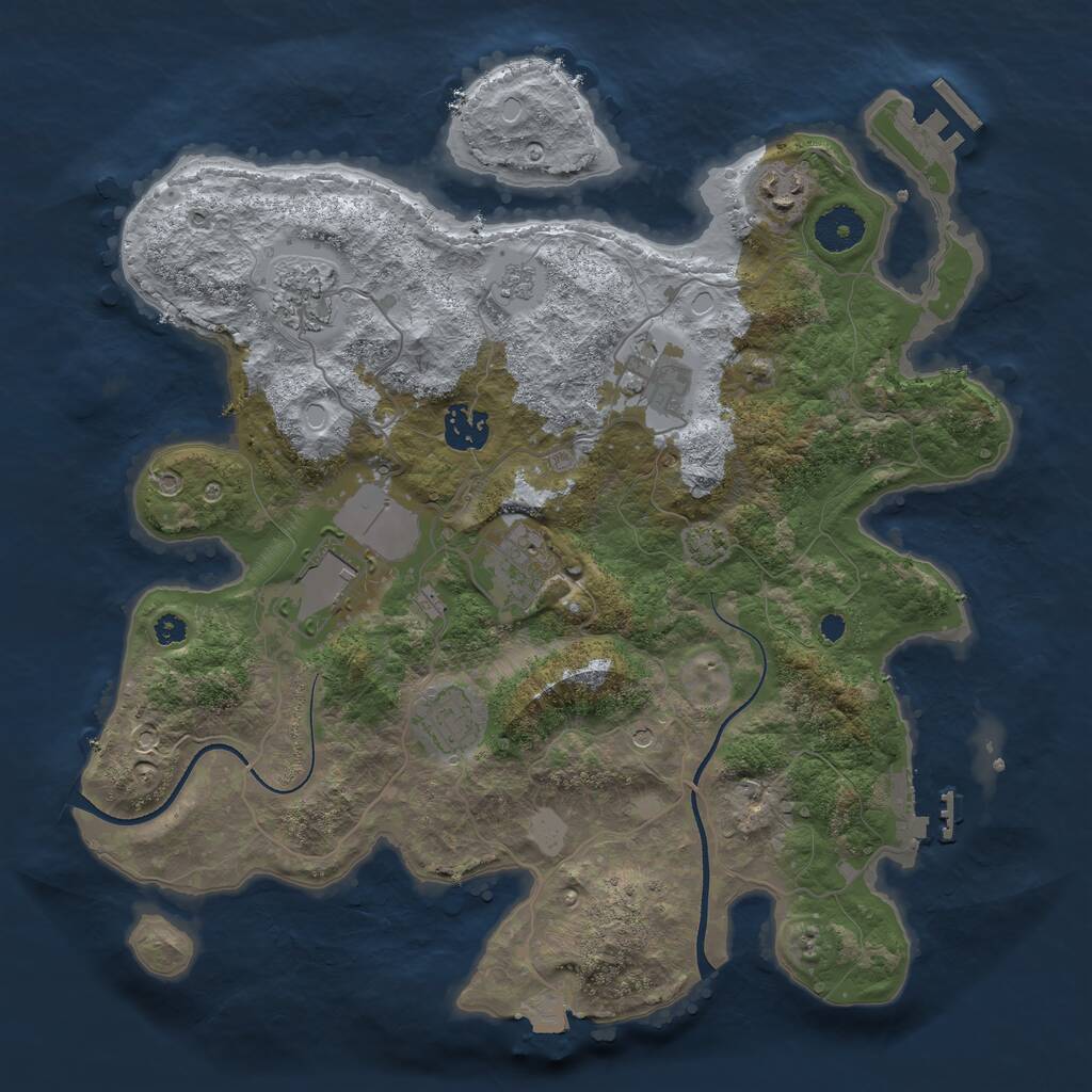 Rust Map: Procedural Map, Size: 3500, Seed: 741981033, 13 Monuments