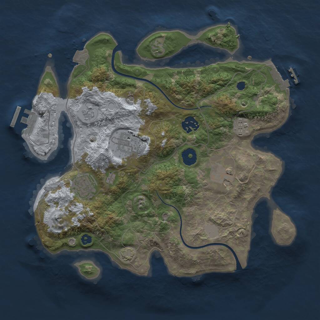 Rust Map: Procedural Map, Size: 3000, Seed: 34886, 11 Monuments