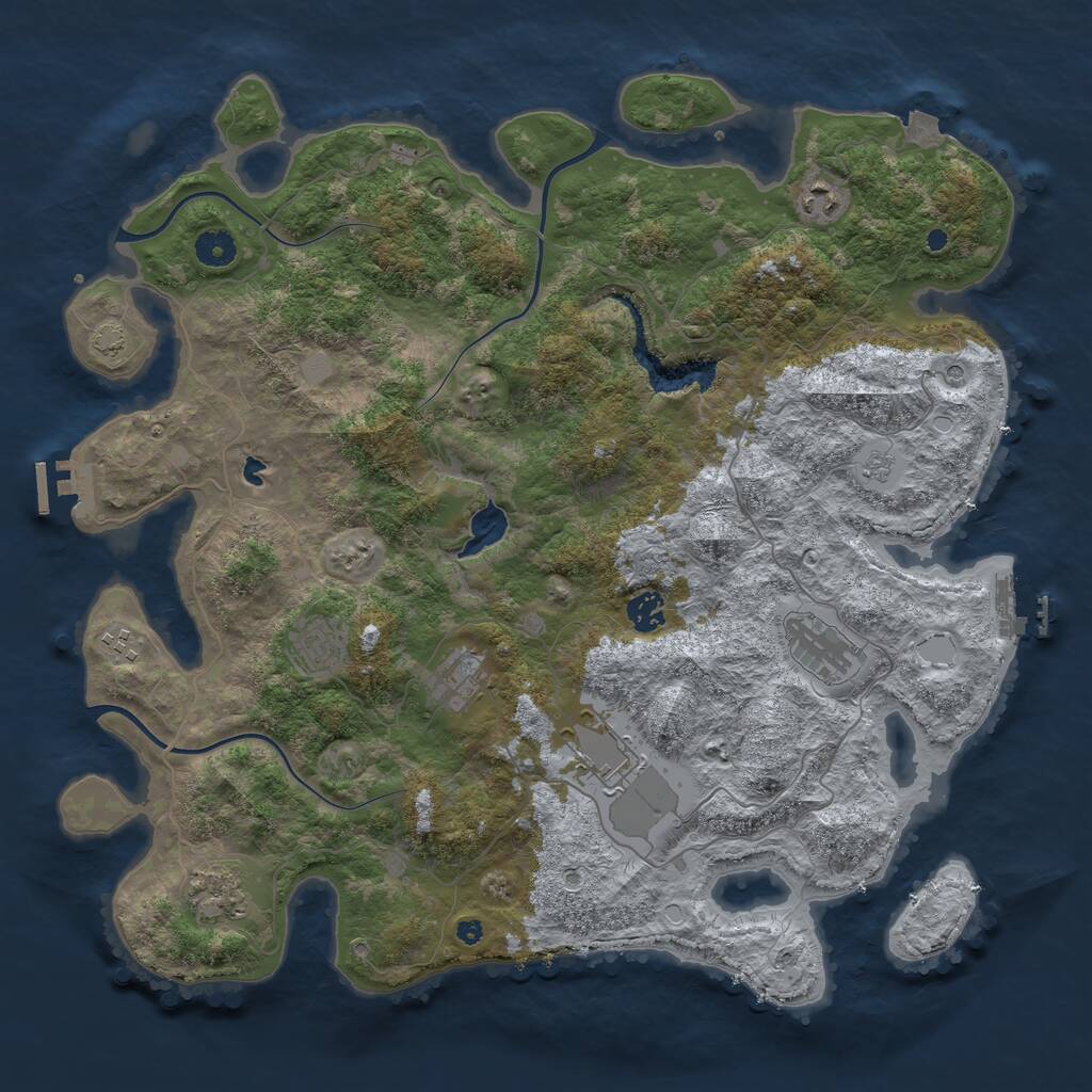 Rust Map: Procedural Map, Size: 4200, Seed: 140711420, 14 Monuments