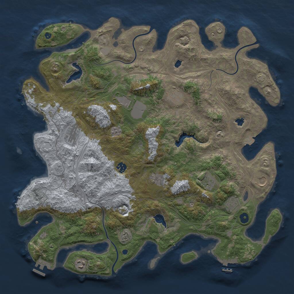 Rust Map: Procedural Map, Size: 4500, Seed: 374846121, 16 Monuments