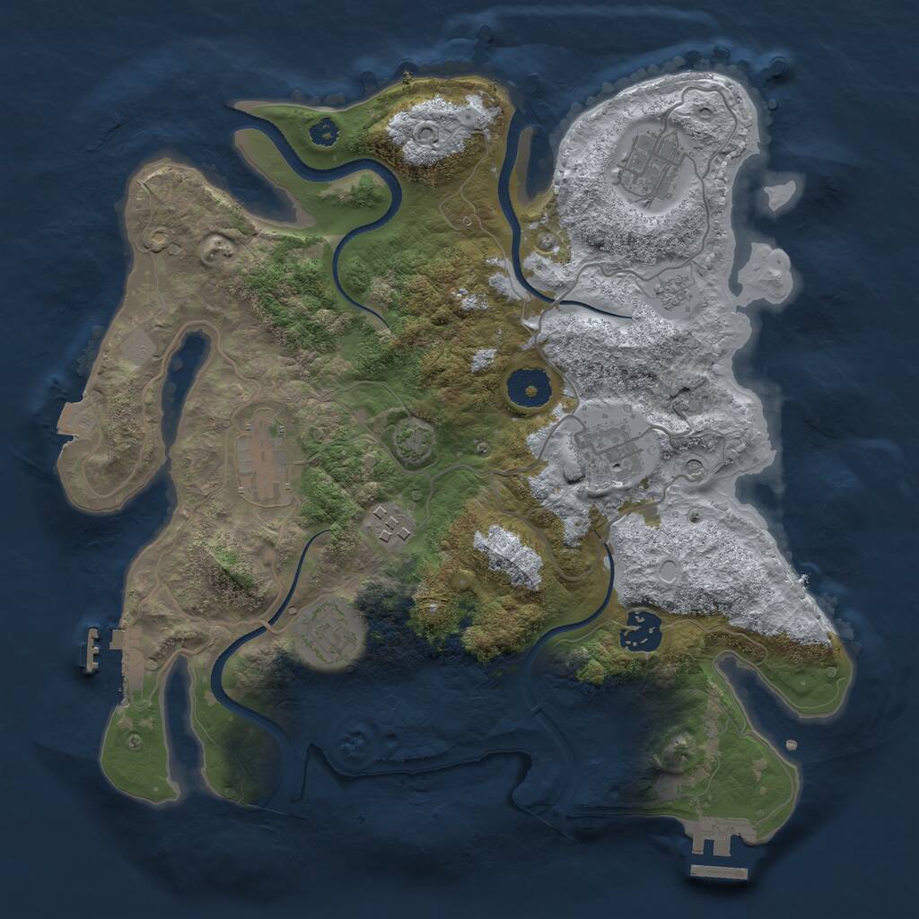 Rust Map: Procedural Map, Size: 3250, Seed: 1946907525, 12 Monuments