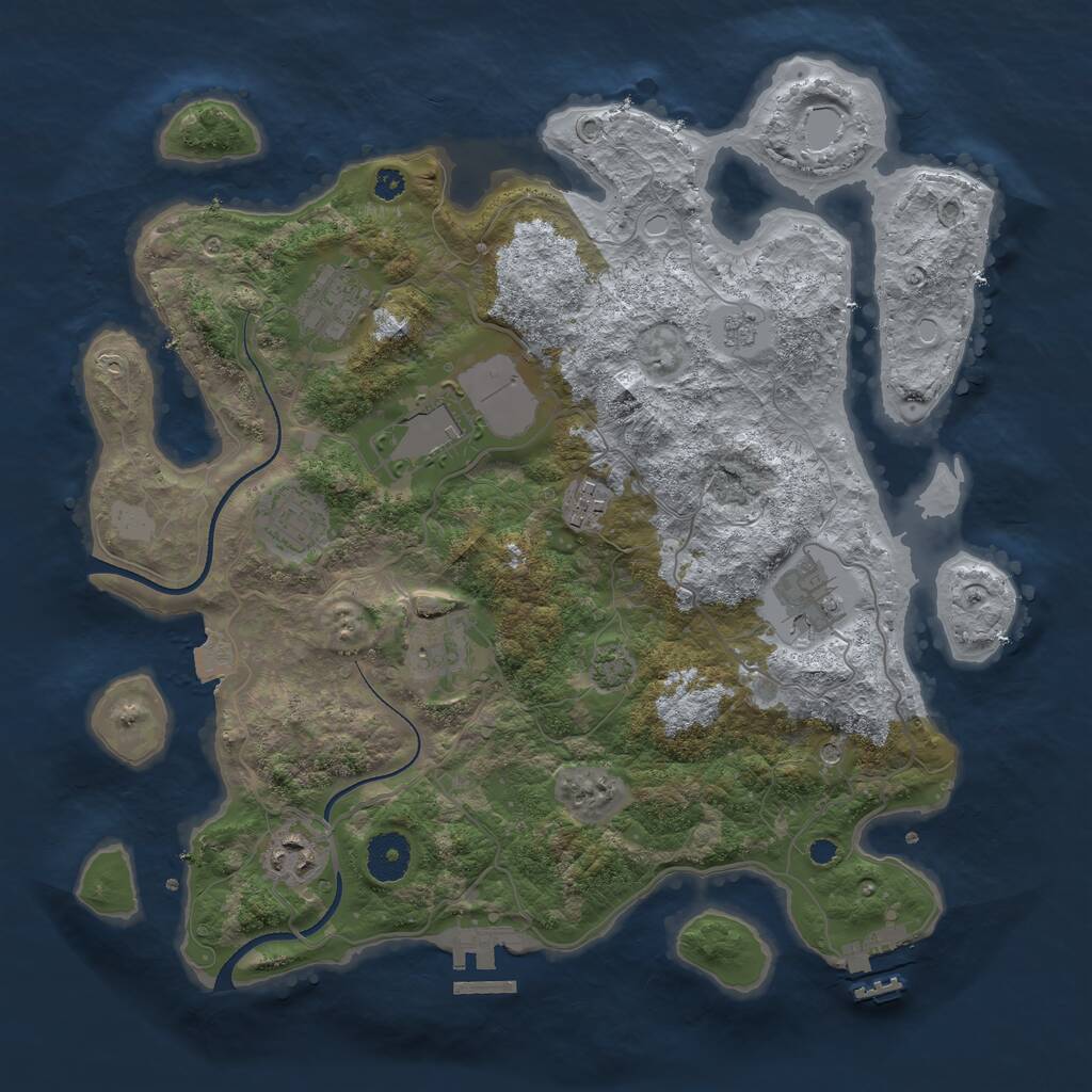 Rust Map: Procedural Map, Size: 3500, Seed: 279287114, 13 Monuments