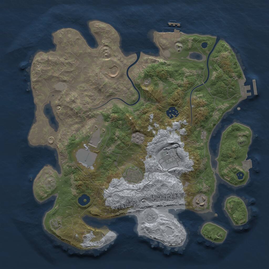 Rust Map: Procedural Map, Size: 3500, Seed: 293789365, 13 Monuments