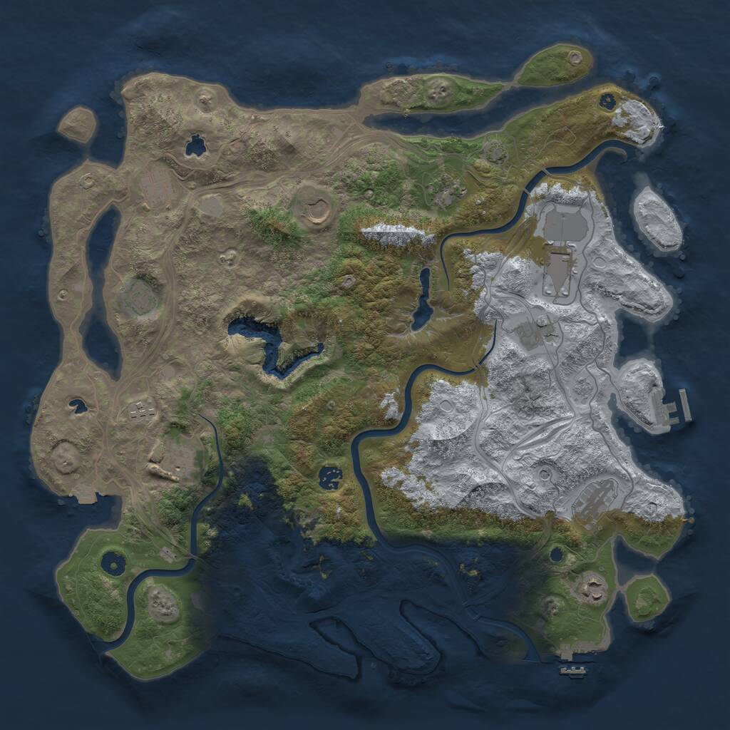 Rust Map: Procedural Map, Size: 4500, Seed: 64884483, 17 Monuments