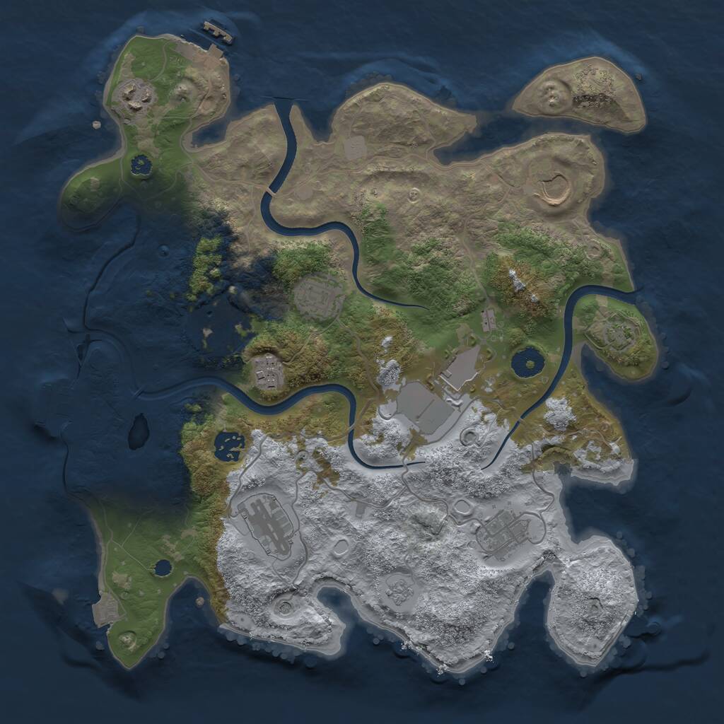 Rust Map: Procedural Map, Size: 3500, Seed: 1303621034, 15 Monuments