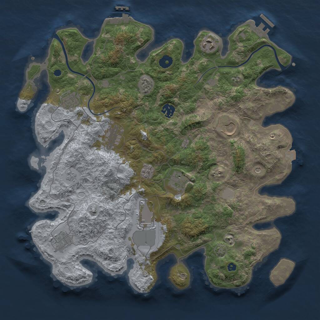 Rust Map: Procedural Map, Size: 3700, Seed: 1819588522, 15 Monuments
