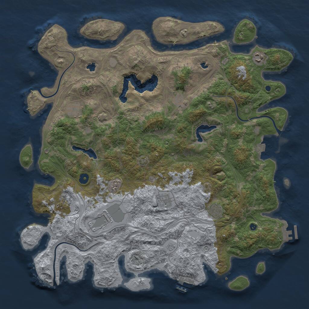 Rust Map: Procedural Map, Size: 4500, Seed: 984341, 13 Monuments