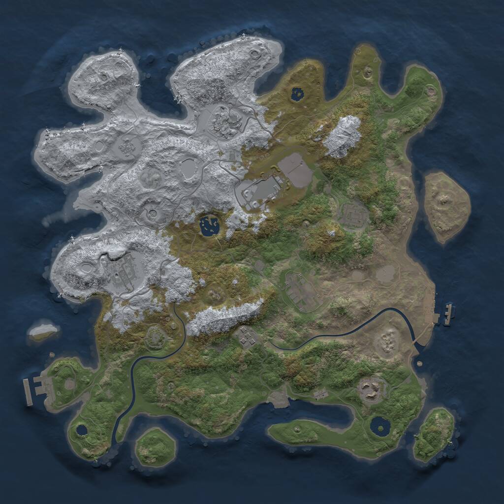 Rust Map: Procedural Map, Size: 3750, Seed: 163517714, 14 Monuments