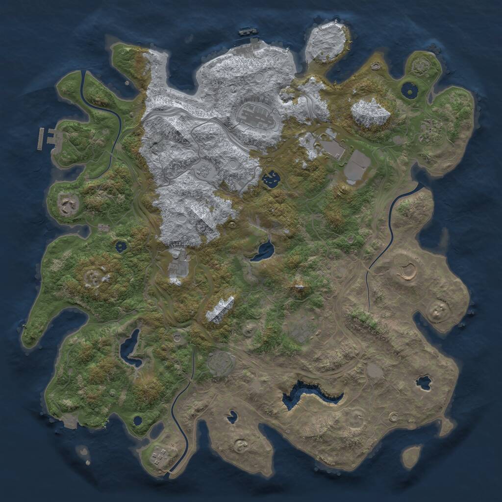 Rust Map: Procedural Map, Size: 4500, Seed: 624532312, 16 Monuments