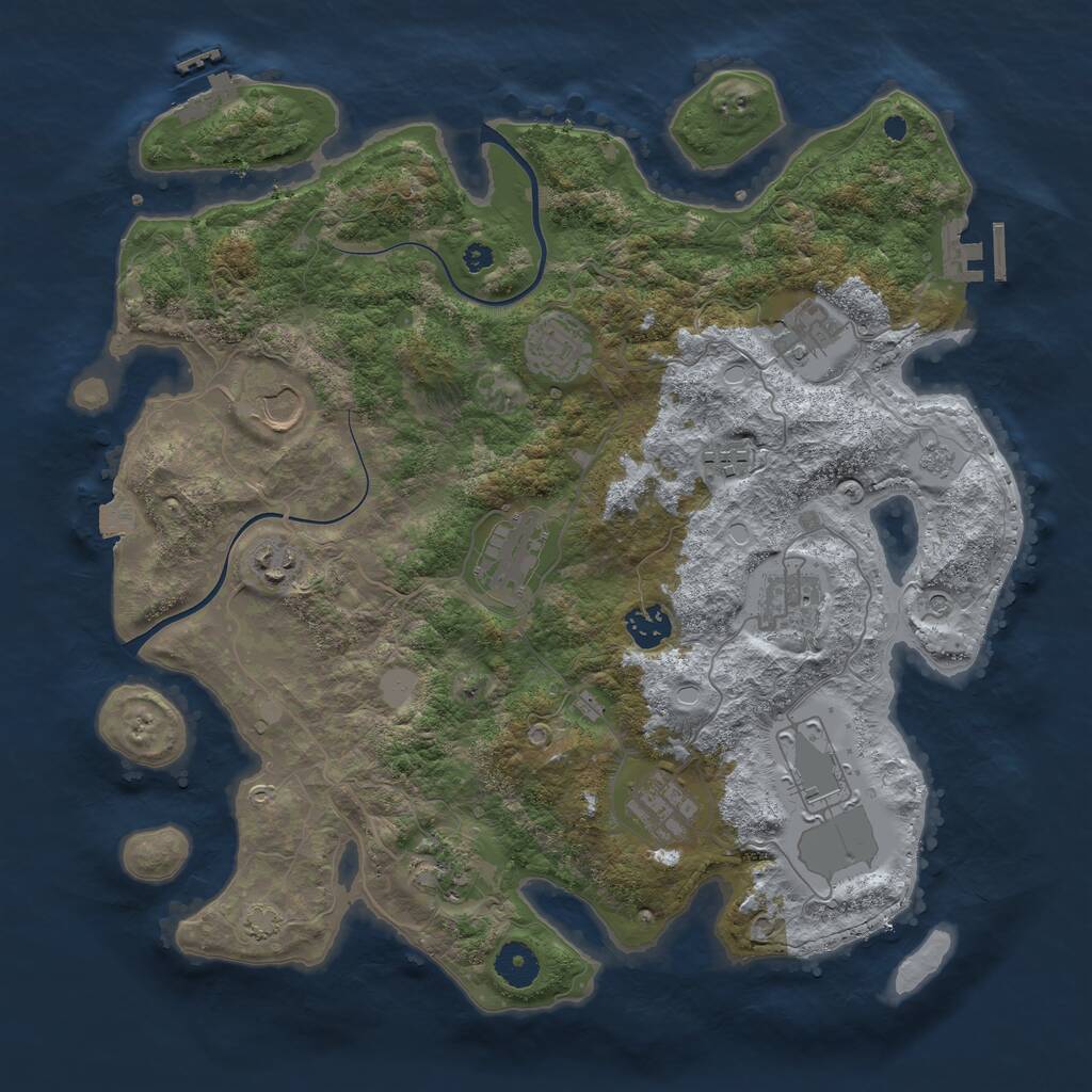 Rust Map: Procedural Map, Size: 3750, Seed: 1465216384, 17 Monuments