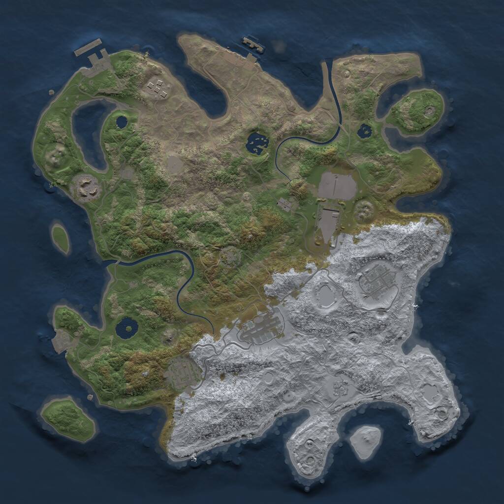 Rust Map: Procedural Map, Size: 3500, Seed: 1139081882, 12 Monuments
