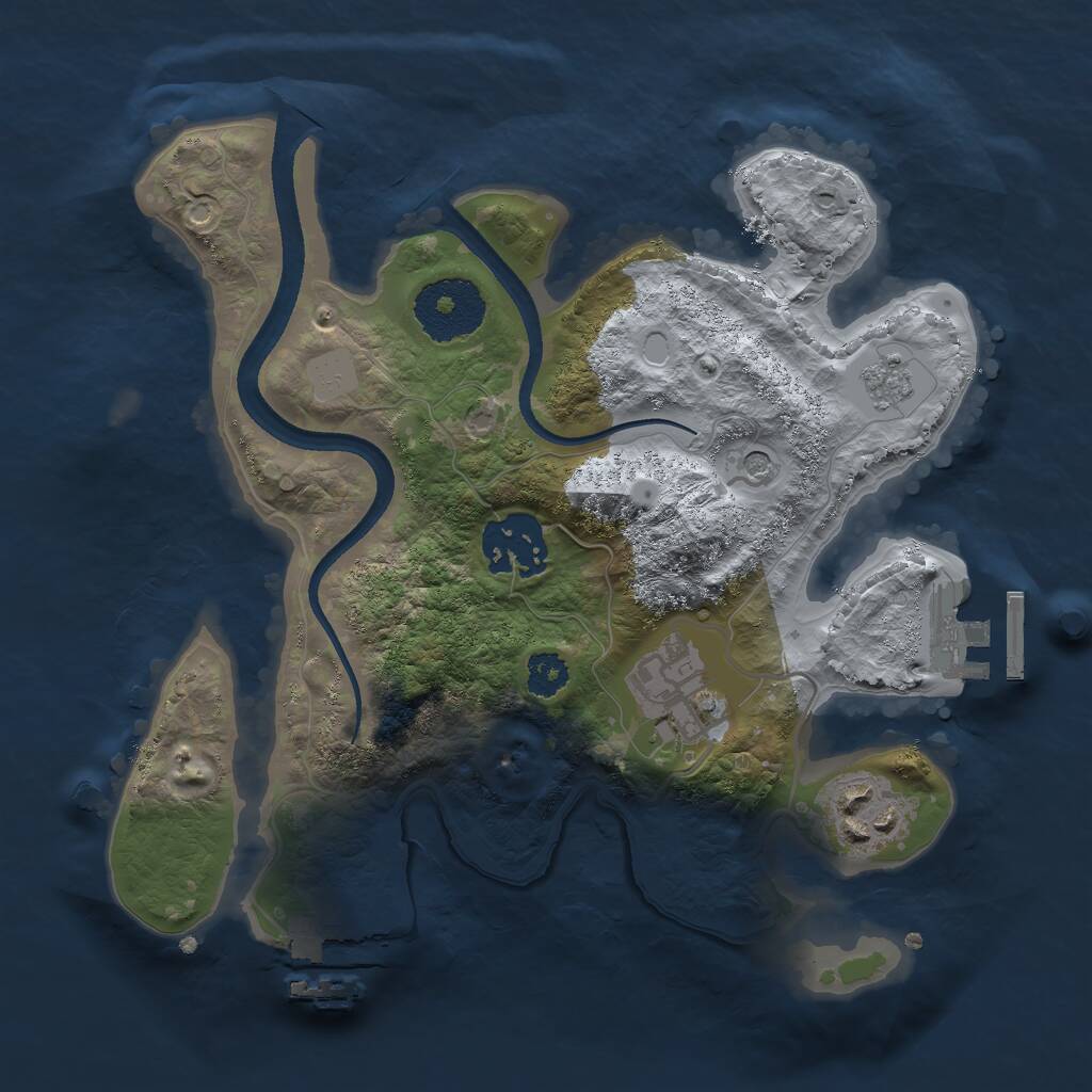 Rust Map: Procedural Map, Size: 2500, Seed: 1190177173, 8 Monuments