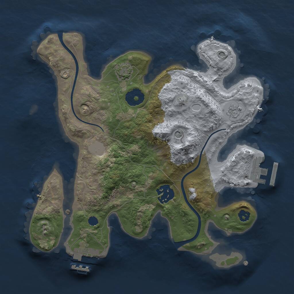 Rust Map: Procedural Map, Size: 2500, Seed: 1190177173, 7 Monuments
