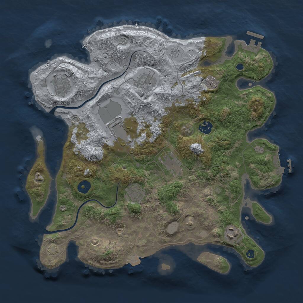 Rust Map: Procedural Map, Size: 3500, Seed: 1963001968, 14 Monuments