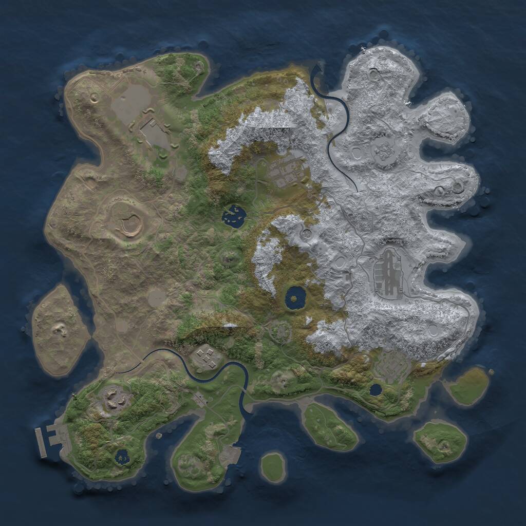 Rust Map: Procedural Map, Size: 3500, Seed: 370831617, 13 Monuments
