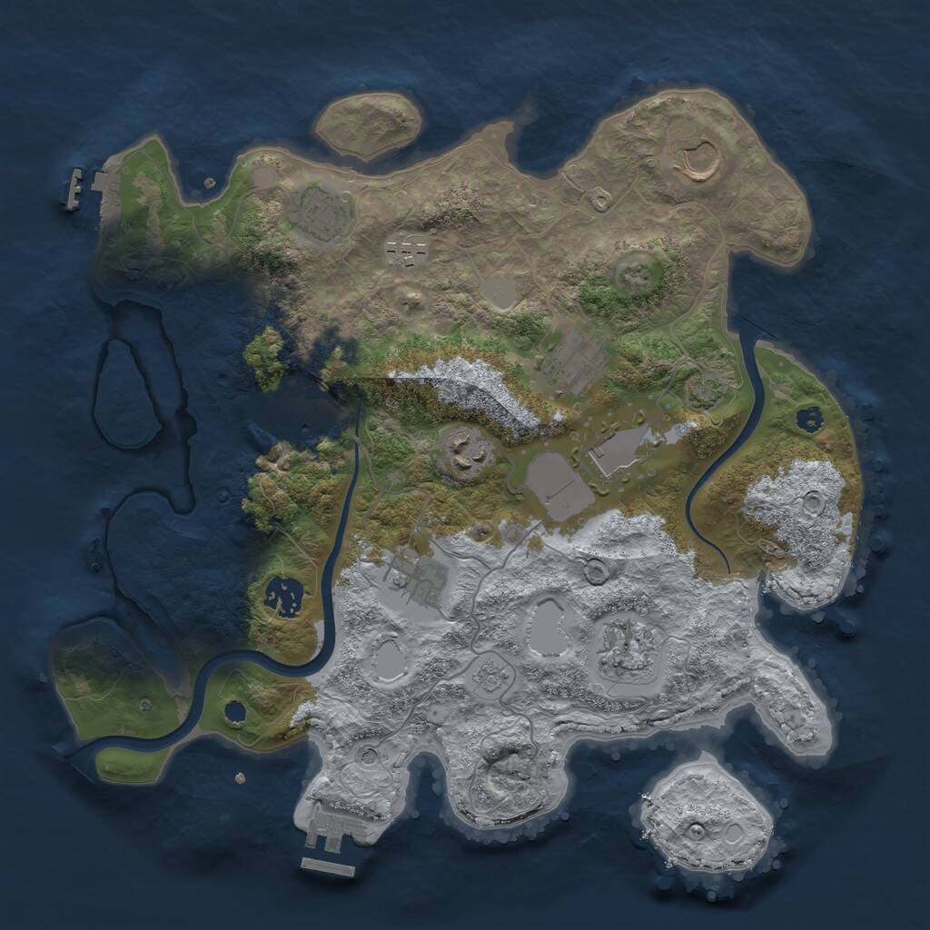 Rust Map: Procedural Map, Size: 3500, Seed: 40395529, 16 Monuments