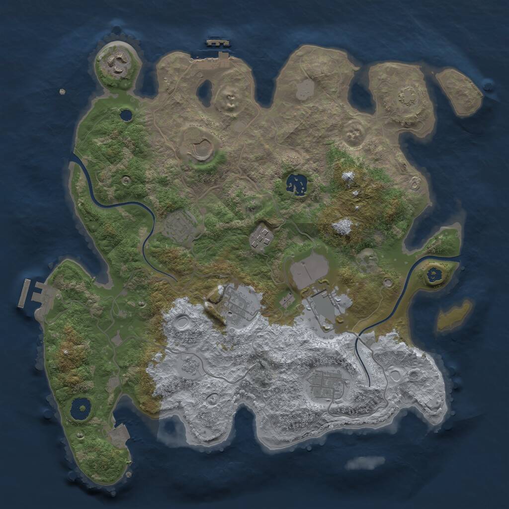 Rust Map: Procedural Map, Size: 3500, Seed: 987932992, 13 Monuments