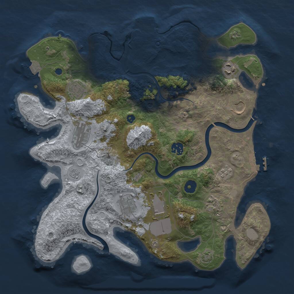 Rust Map: Procedural Map, Size: 3500, Seed: 544281499, 15 Monuments