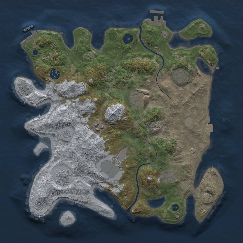 Rust Map: Procedural Map, Size: 3500, Seed: 544281499, 14 Monuments