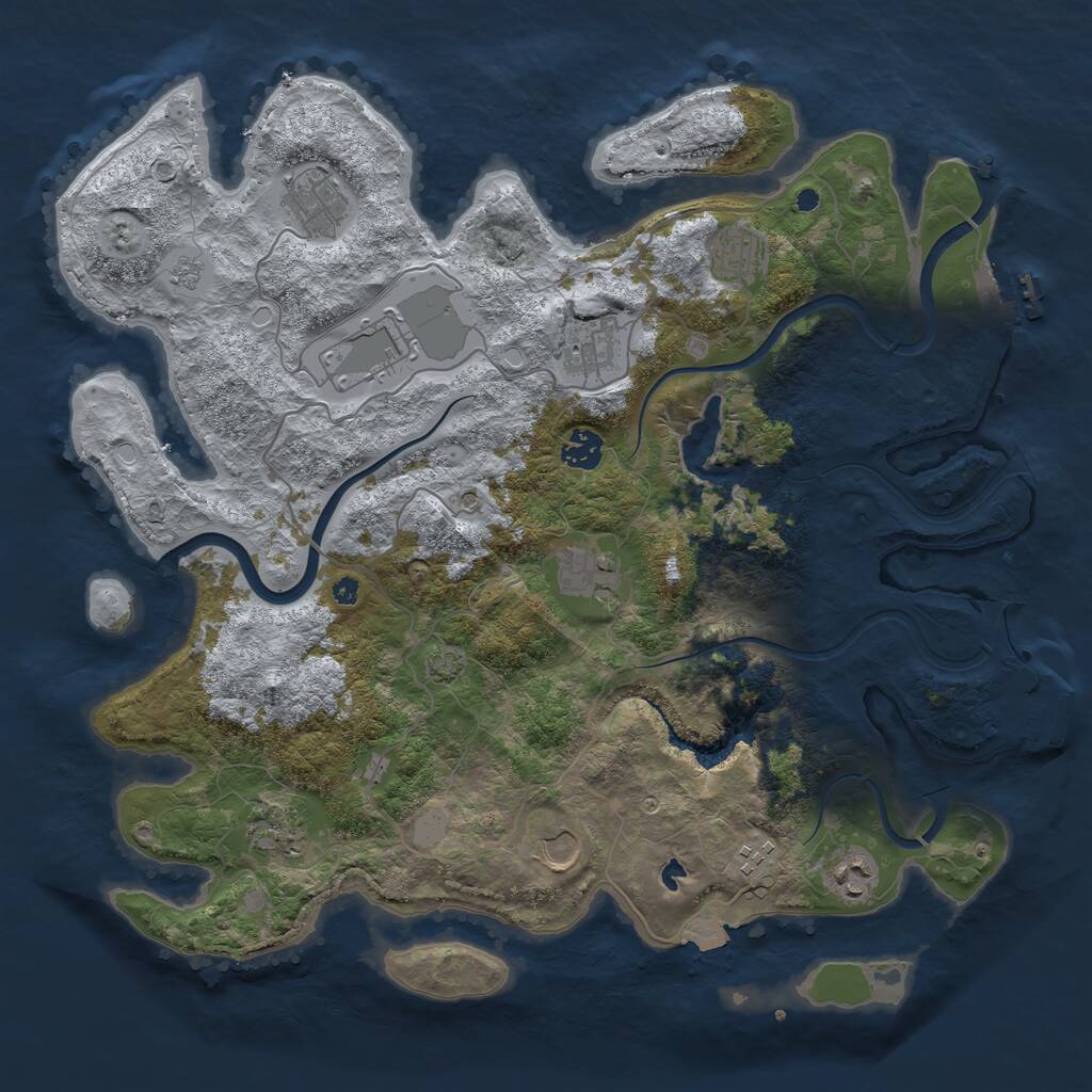 Rust Map: Procedural Map, Size: 4000, Seed: 1212143150, 16 Monuments