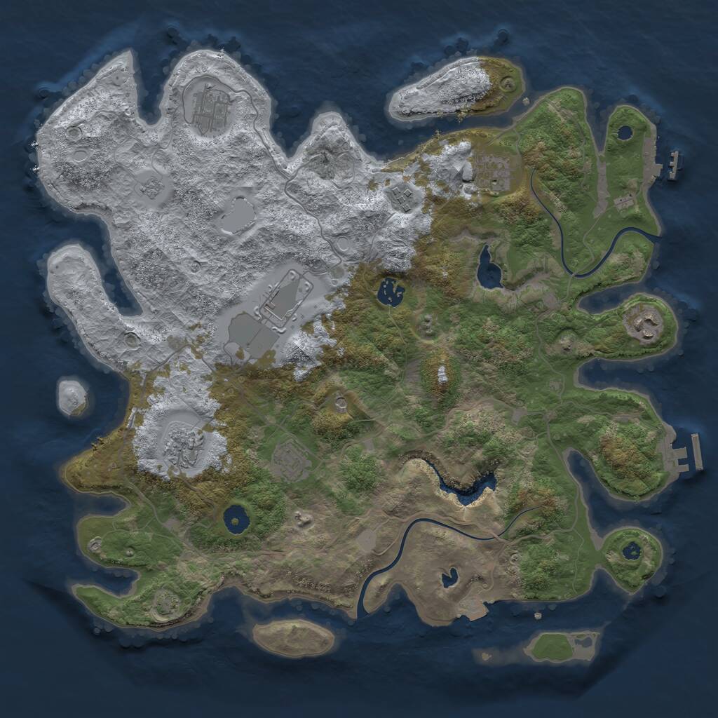 Rust Map: Procedural Map, Size: 4000, Seed: 1212143150, 14 Monuments