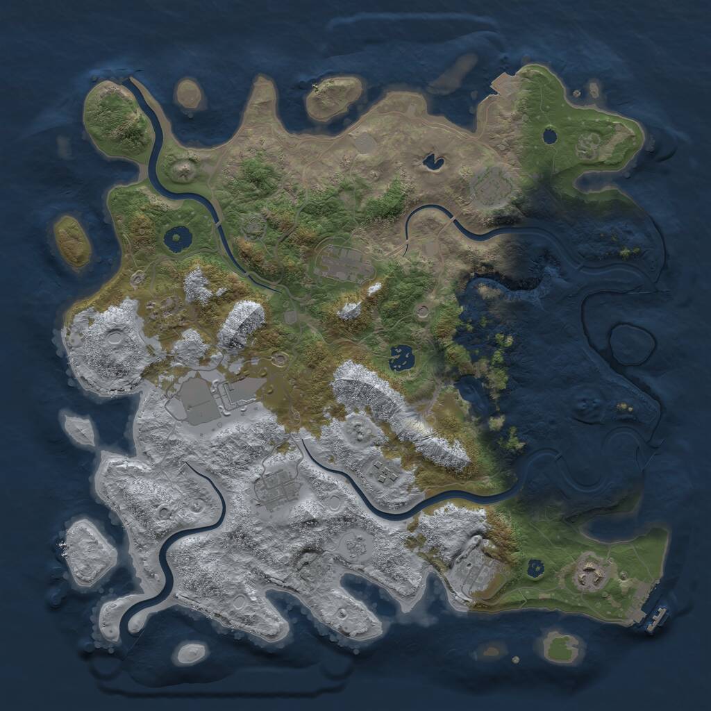 Rust Map: Procedural Map, Size: 4000, Seed: 920234514, 14 Monuments