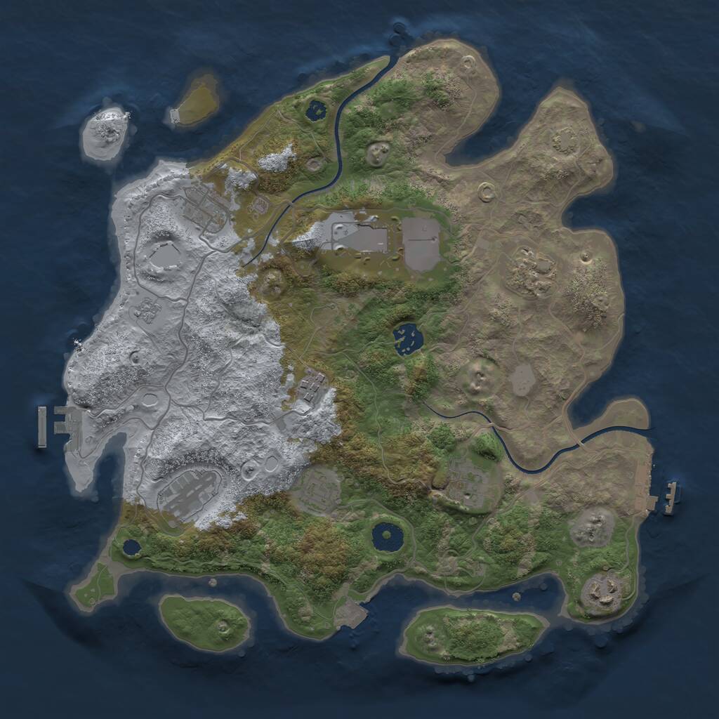 Rust Map: Procedural Map, Size: 3500, Seed: 719997577, 14 Monuments