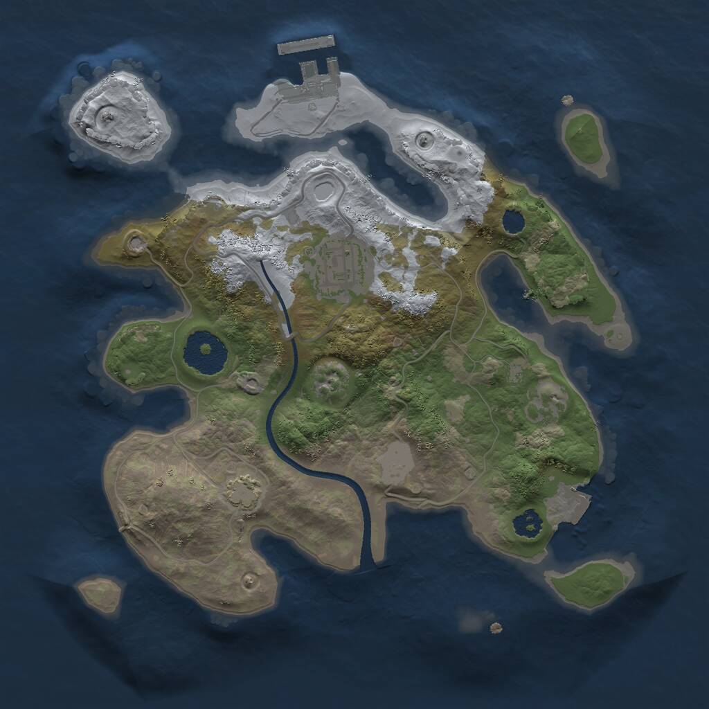 Rust Map: Procedural Map, Size: 2500, Seed: 648458922, 4 Monuments