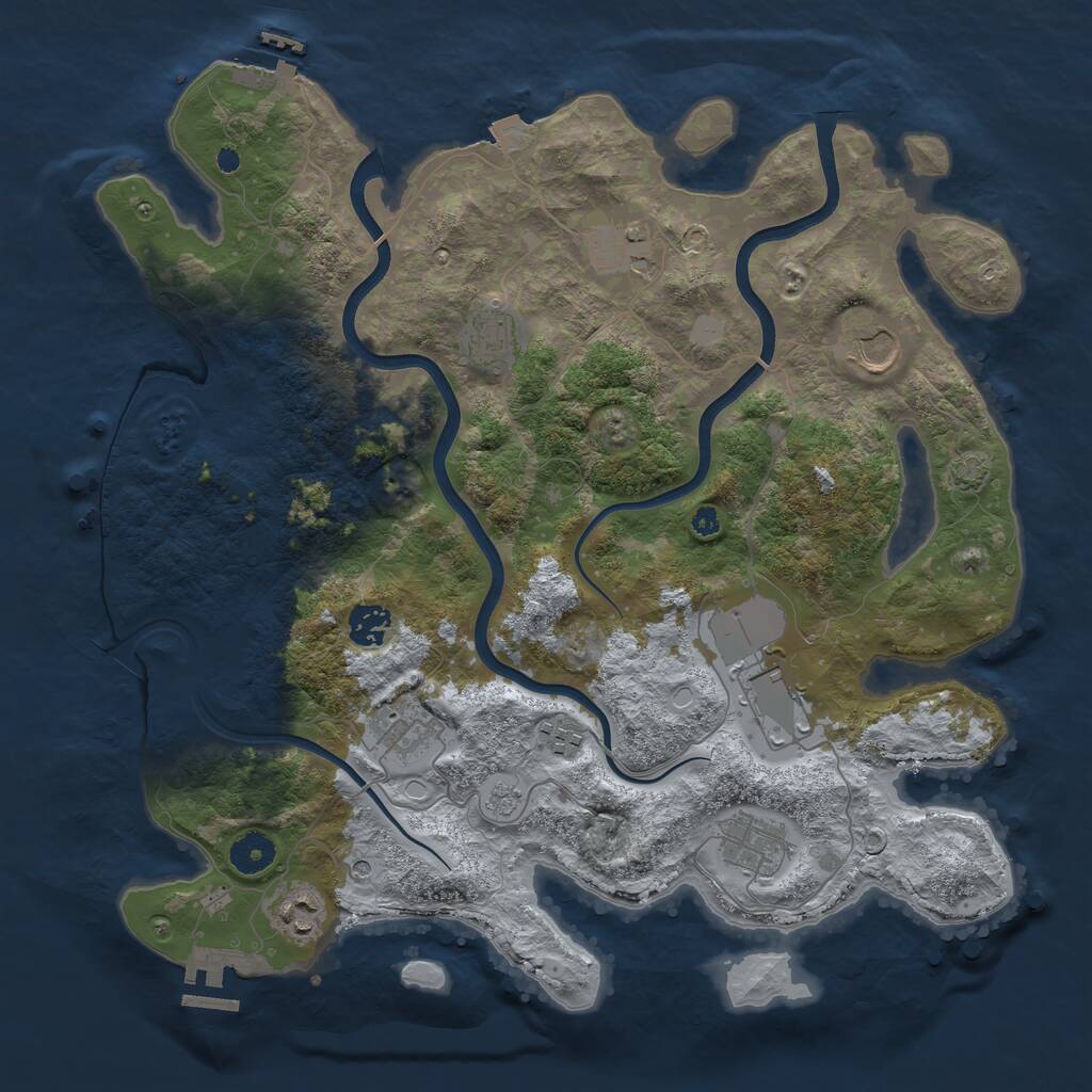 Rust Map: Procedural Map, Size: 3850, Seed: 34724222, 15 Monuments
