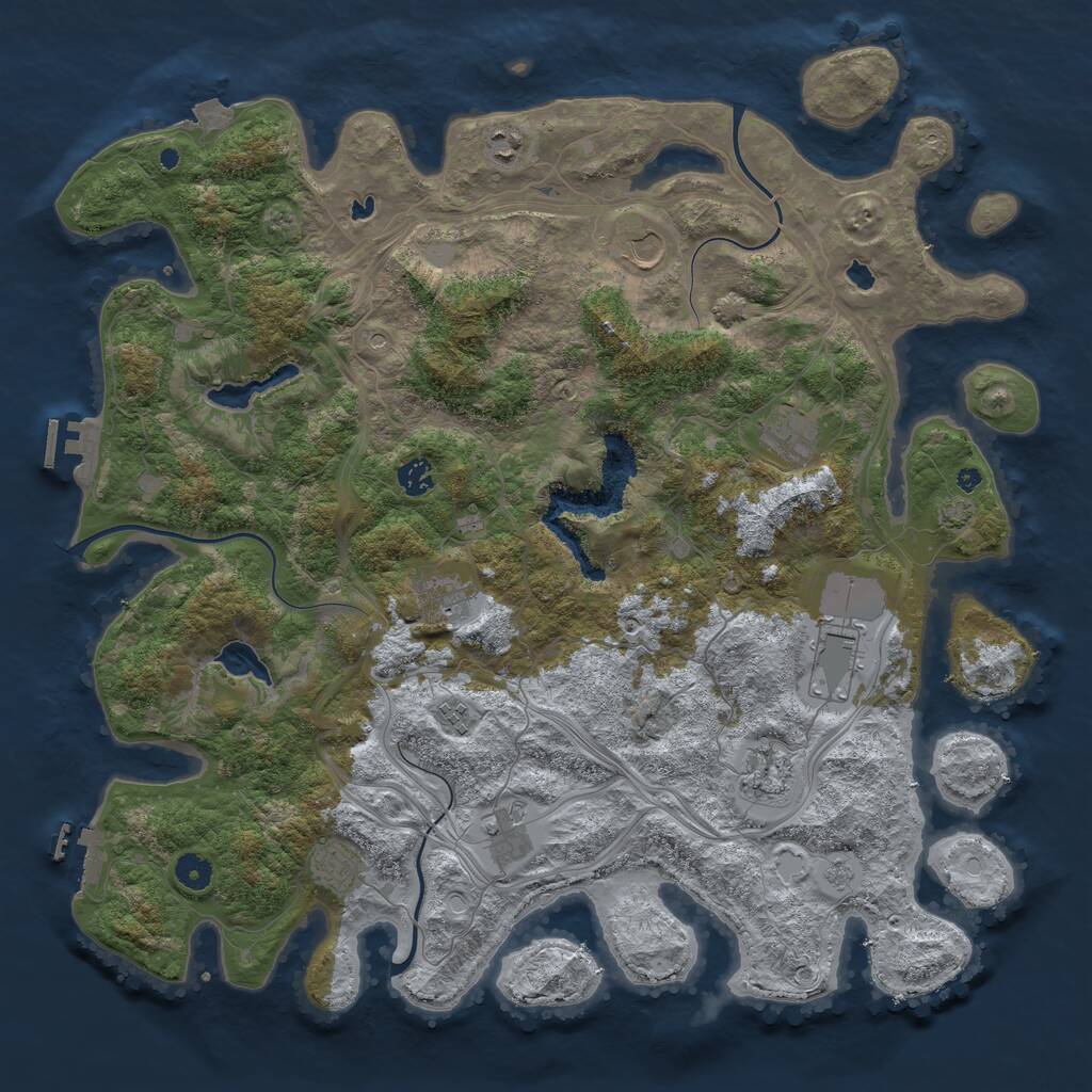 Rust Map: Procedural Map, Size: 4500, Seed: 1042415079, 16 Monuments