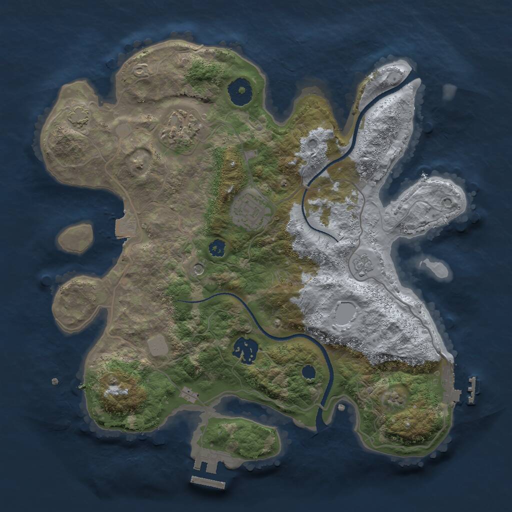 Rust Map: Procedural Map, Size: 3000, Seed: 20386, 9 Monuments