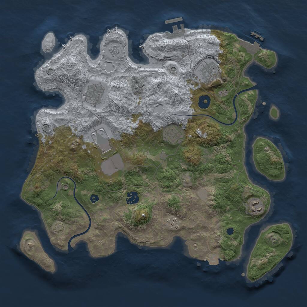 Rust Map: Procedural Map, Size: 3500, Seed: 149797423, 13 Monuments