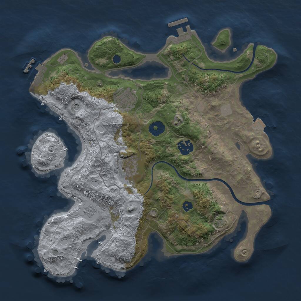 Rust Map: Procedural Map, Size: 3000, Seed: 227836, 9 Monuments