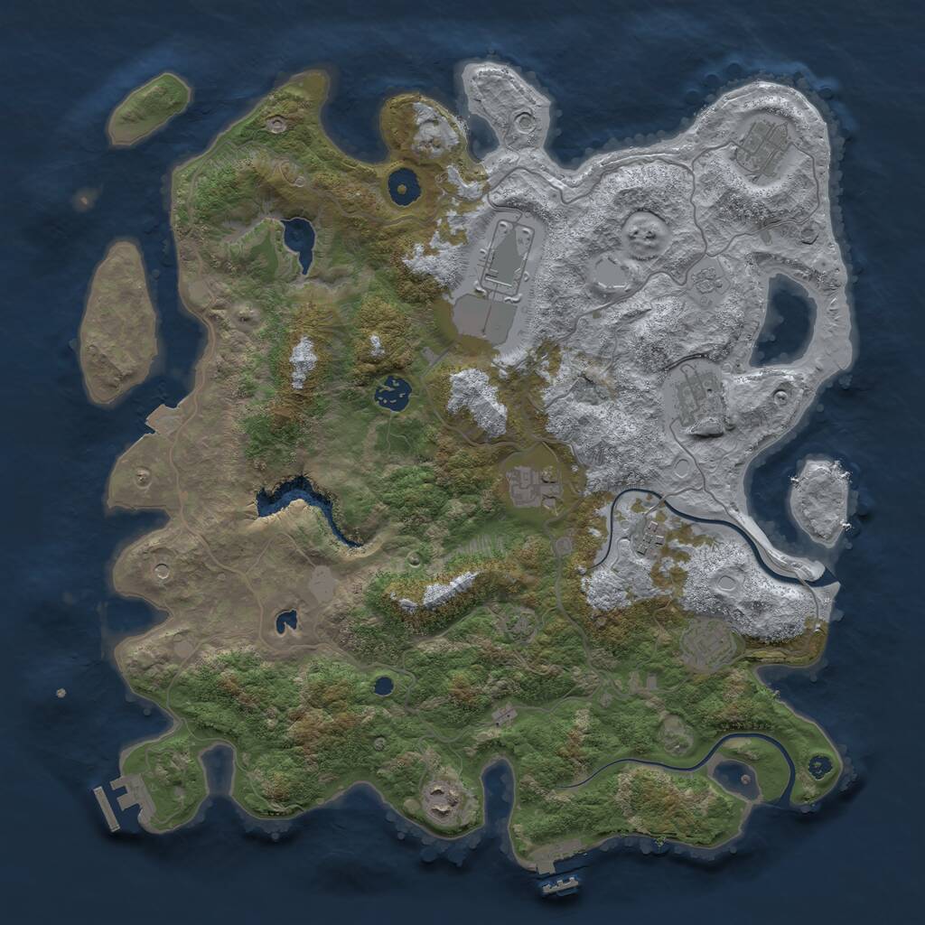 Rust Map: Procedural Map, Size: 4000, Seed: 498276613, 14 Monuments