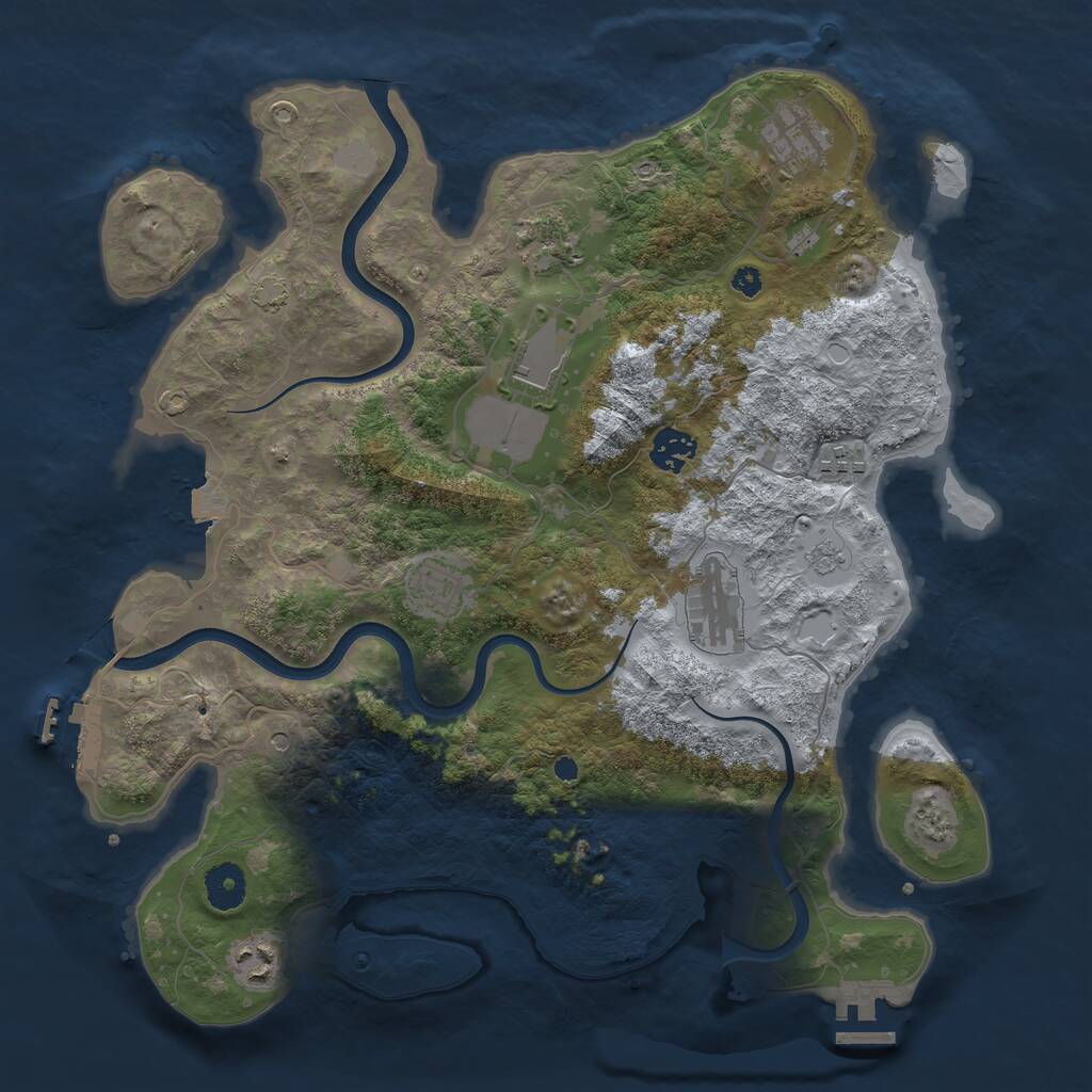 Rust Map: Procedural Map, Size: 3700, Seed: 1158089080, 14 Monuments