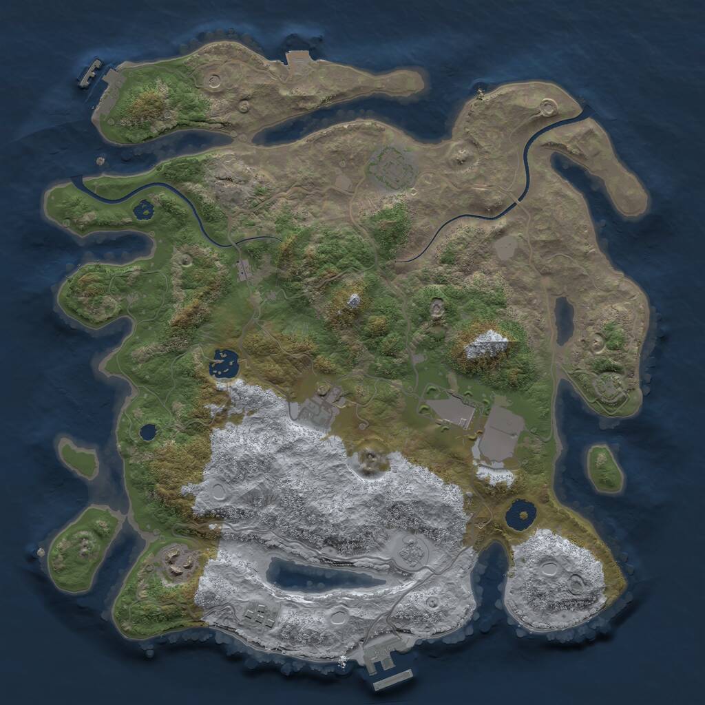 Rust Map: Procedural Map, Size: 3500, Seed: 345331802, 12 Monuments