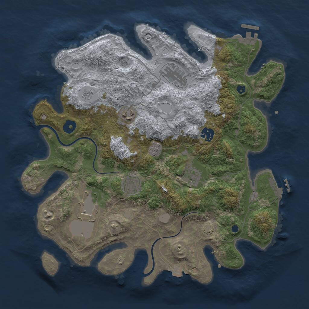Rust Map: Procedural Map, Size: 3500, Seed: 1680387117, 13 Monuments