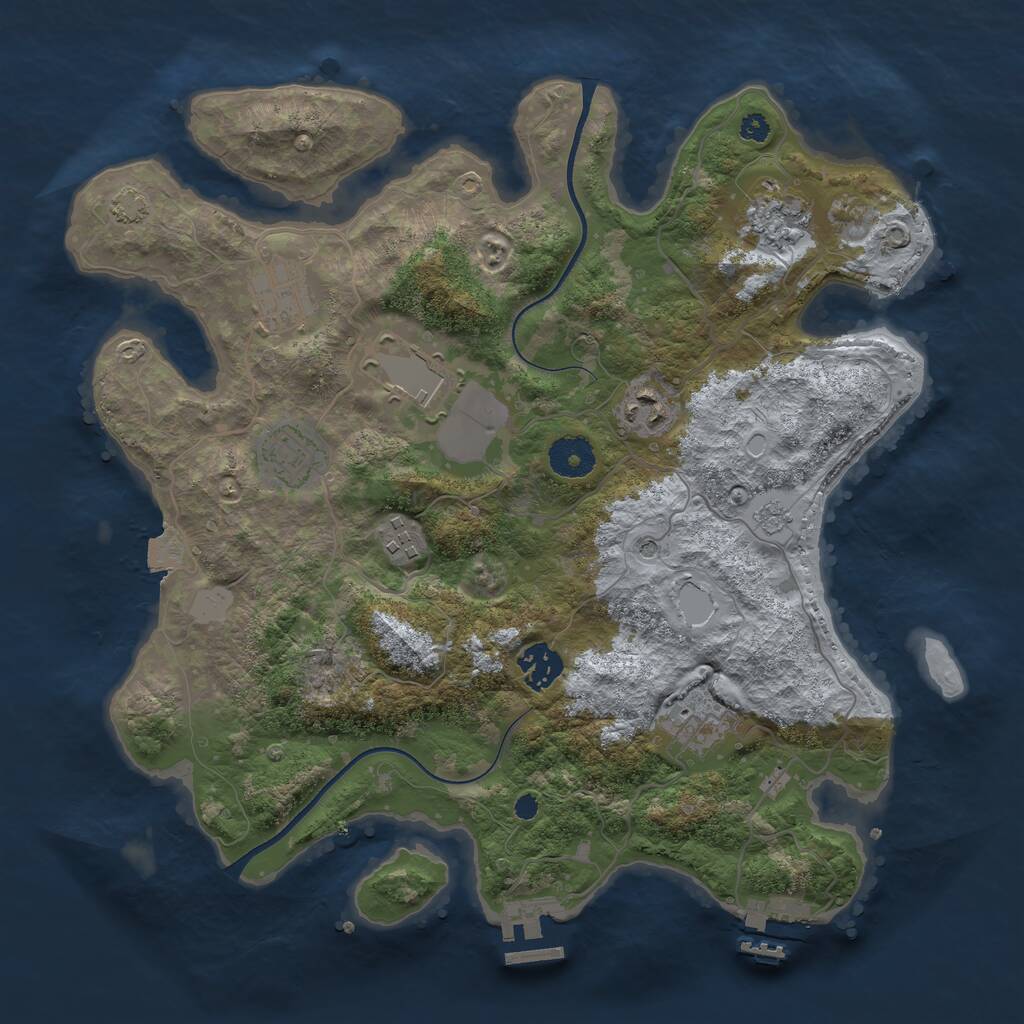 Rust Map: Procedural Map, Size: 3500, Seed: 808534553, 14 Monuments